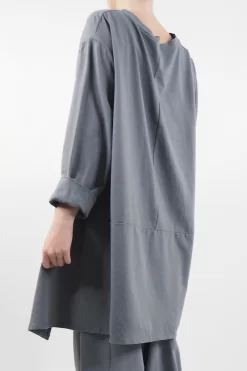 Made In Italy Lagenlook Classic Cut Out Sweatshirt Storm -Fashion Women's Store made in italy lagenlook classic cut out sweatshirt storm13.jpg