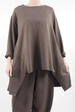 Made In Italy Lagenlook Classic Cut Out Sweatshirt Truffle