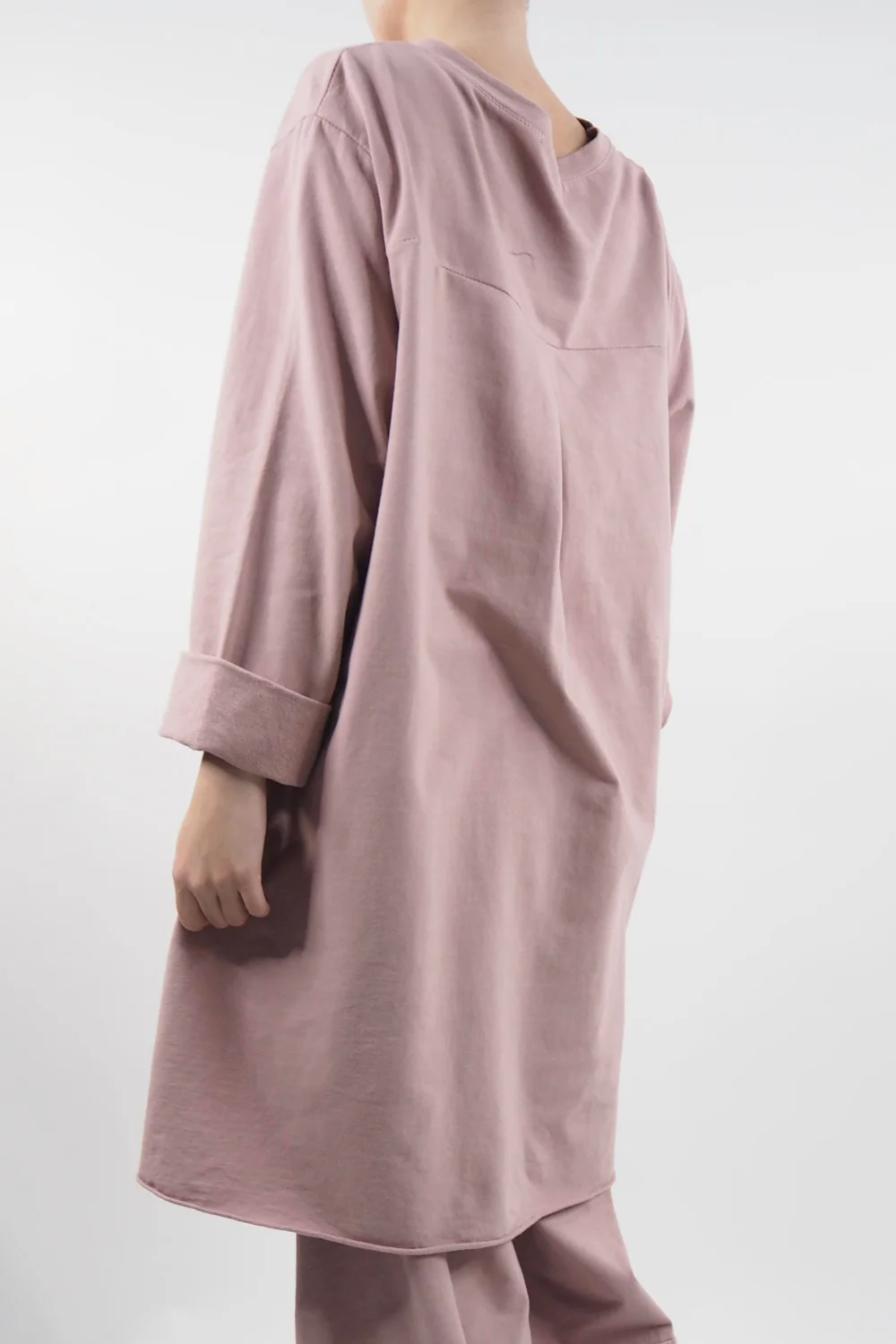 Made In Italy Lagenlook High Low Pocket Sweatshirt Antique Rose 5 Made In Italy Lagenlook High Low Pocket Sweatshirt Antique Rose - Image 3