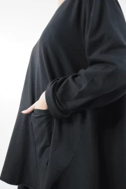 Made In Italy Lagenlook High Low Pocket Sweatshirt Black -Fashion Women's Store made in italy lagenlook high low pocket sweatshirt black14.jpg