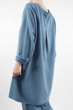 Made In Italy Lagenlook High Low Pocket Sweatshirt Denim -Fashion Women's Store made in italy lagenlook high low pocket sweatshirt denim13.jpg