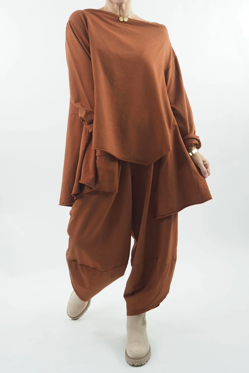 Made In Italy Lagenlook Boat Neck Sweatshirt Saffron 3 Made In Italy Lagenlook Boat Neck Sweatshirt Saffron