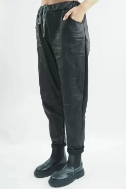 Made In Italy Leather Look Classic Magic Trouser Black