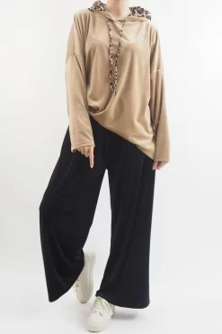 Made In Italy Leopard Love Stretch Velour Hoodie Camel -Fashion Women's Store made in italy leopard love stretch velour hoodie camel 3.jpg