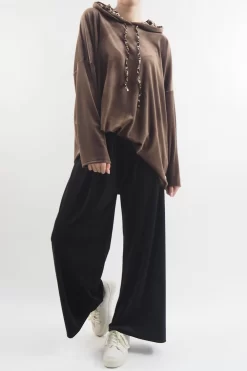 Made In Italy Leopard Love Stretch Velour Hoodie Chocolate -Fashion Women's Store made in italy leopard love stretch velour hoodie chocolate 3.jpg