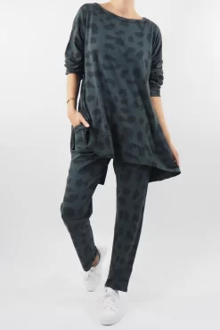 Made In Italy Lounging Leopard Set Graphite