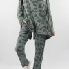 Made In Italy Lounging Leopard Set Soft Khaki