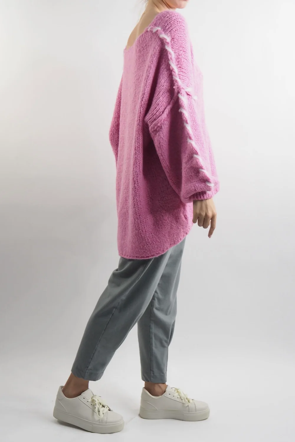 Made In Italy Malmo Oversized Over Stitch Knit Top Bubblegum 4 Made In Italy Malmo Oversized Over Stitch Knit Top Bubblegum - Image 2