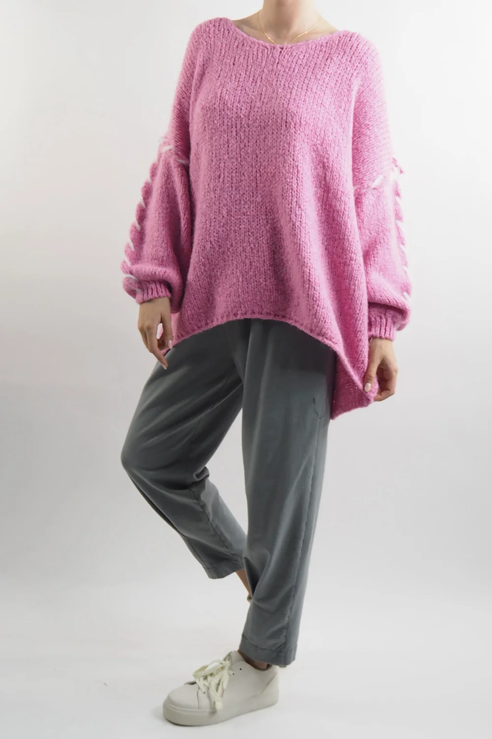 Made In Italy Malmo Oversized Over Stitch Knit Top Bubblegum 6 Made In Italy Malmo Oversized Over Stitch Knit Top Bubblegum - Image 4
