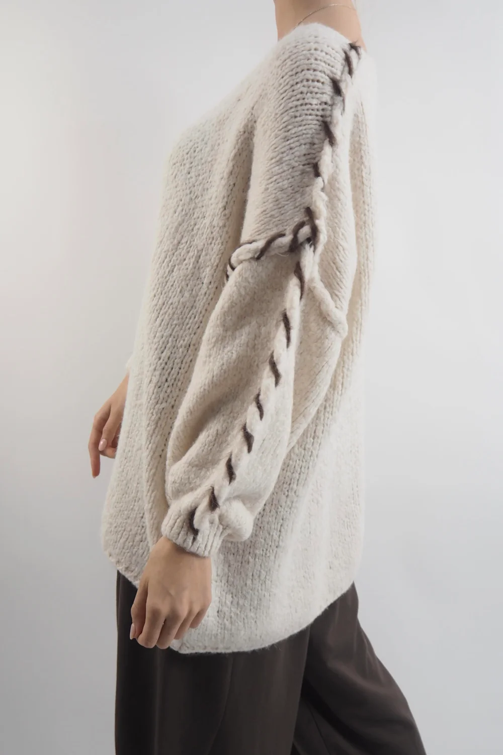 Made In Italy Malmo Oversized Over Stitch Knit Top Oatmeal 4 Made In Italy Malmo Oversized Over Stitch Knit Top Oatmeal - Image 2