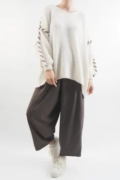 Made In Italy Malmo Oversized Over Stitch Knit Top Oatmeal