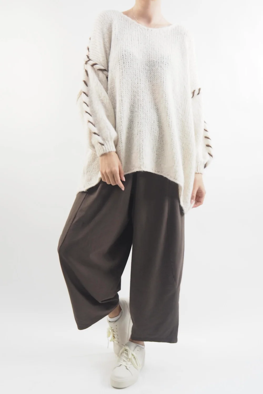 Made In Italy Malmo Oversized Over Stitch Knit Top Oatmeal 3 Made In Italy Malmo Oversized Over Stitch Knit Top Oatmeal