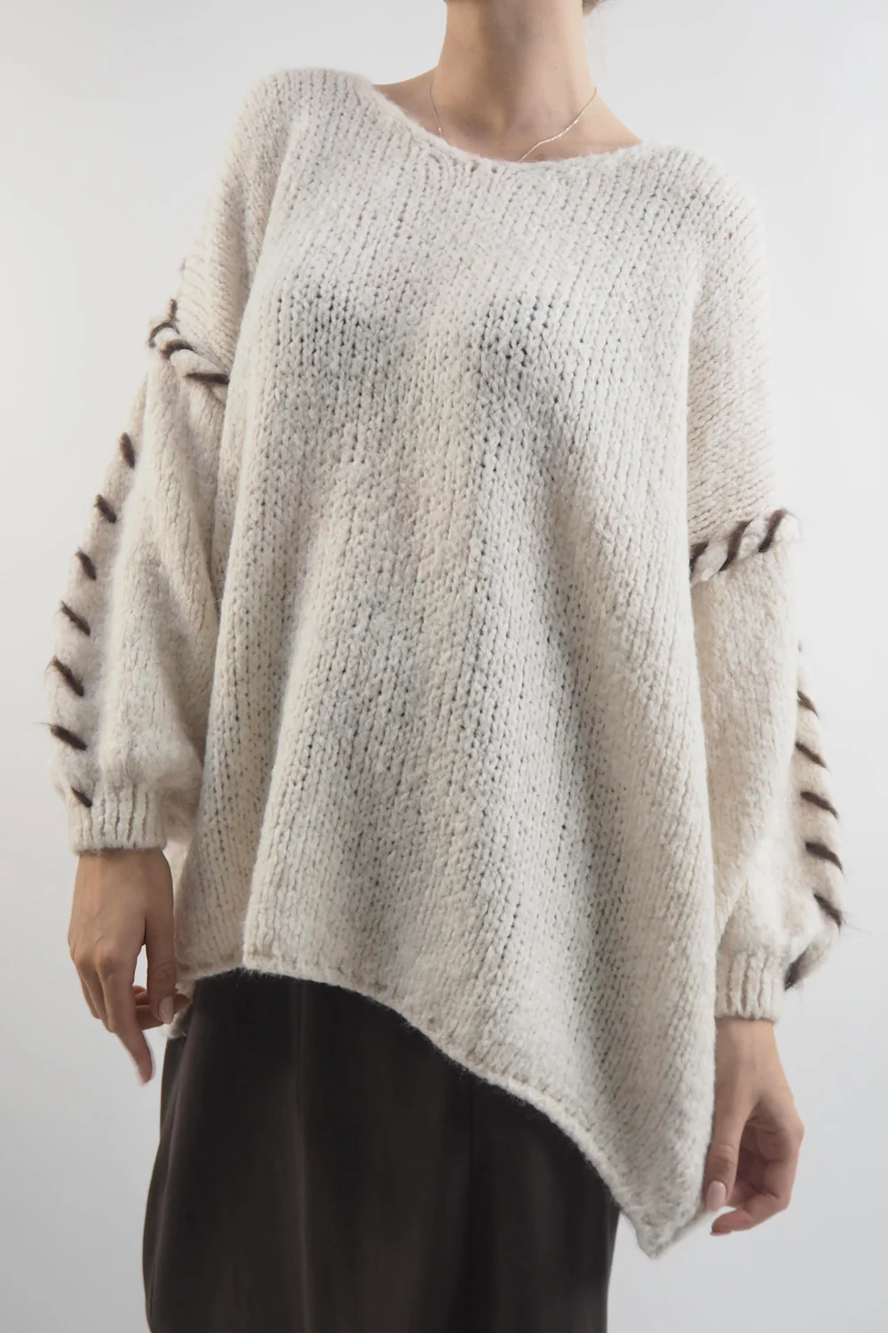 Made In Italy Malmo Oversized Over Stitch Knit Top Oatmeal 5 Made In Italy Malmo Oversized Over Stitch Knit Top Oatmeal - Image 3