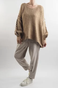 Made In Italy Malmo Oversized Over Stitch Knit Top Toast -Fashion Women's Store made in italy malmo oversized over stitch knit top toast 4.jpg