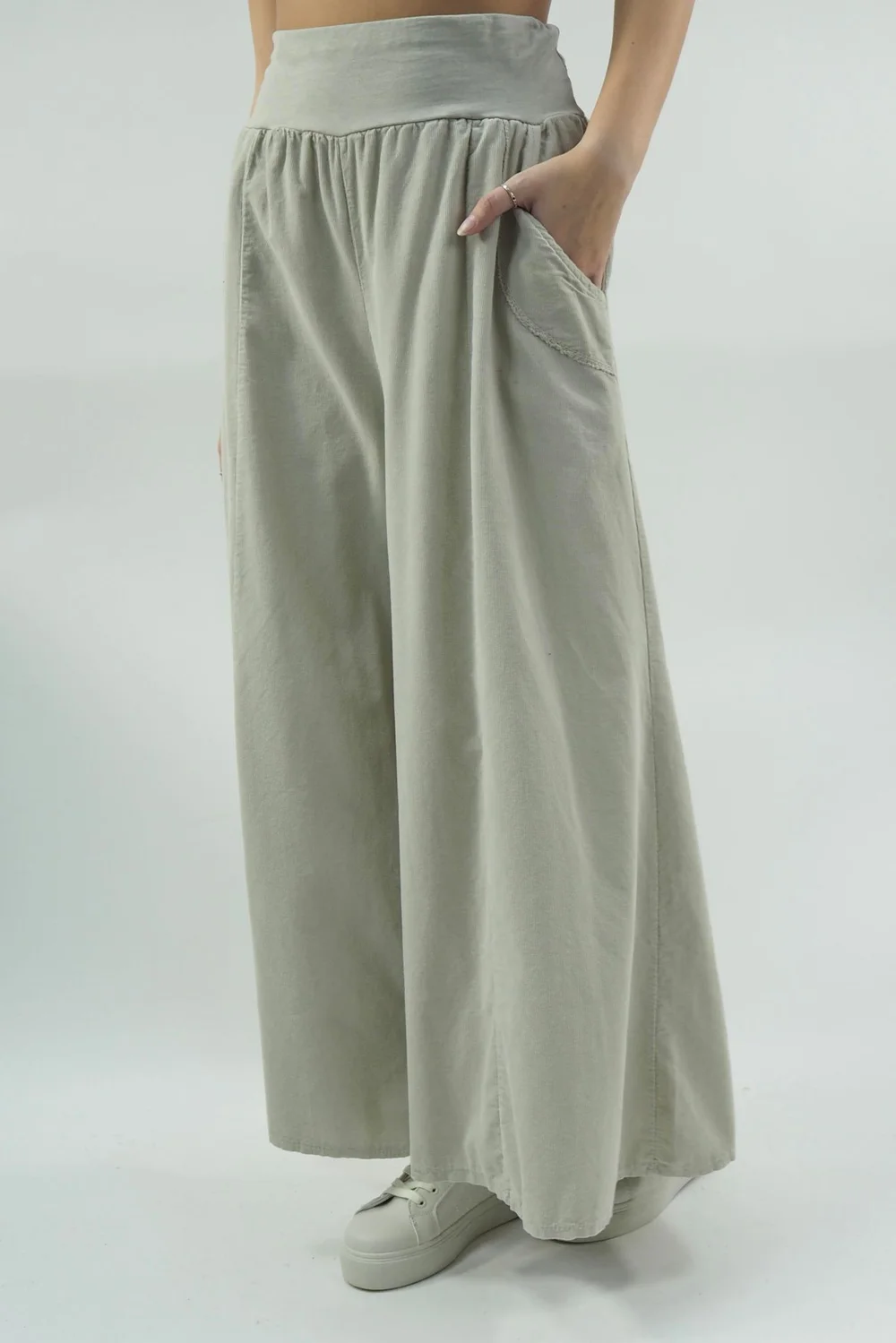 Made In Italy Malone Needlecord Culotte Stone 4 Made In Italy Malone Needlecord Culotte Stone - Image 2