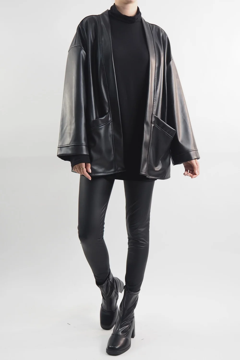 Made In Italy Moxie Belted Kimono Jacket Black 5 Made In Italy Moxie Belted Kimono Jacket Black - Image 3