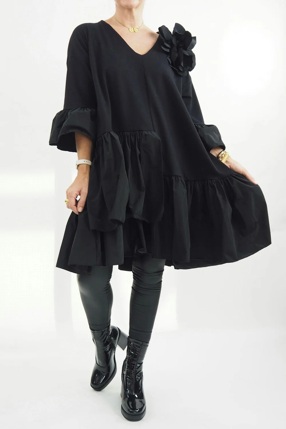 Made In Italy Moxie Oscar Corsage Dress Black 3 Made In Italy Moxie Oscar Corsage Dress Black