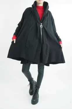 Fashion Women's Store -Fashion Women's Store made in italy moxie haru swing zip hoodie jacket black 2.jpg