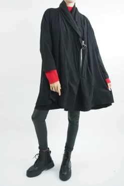 Made In Italy Moxie Haru Swing Zip Hoodie Jacket Black -Fashion Women's Store made in italy moxie haru swing zip hoodie jacket black 3.jpg