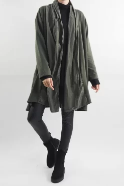 Made In Italy Moxie Haru Swing Zip Hoodie Jacket Khaki