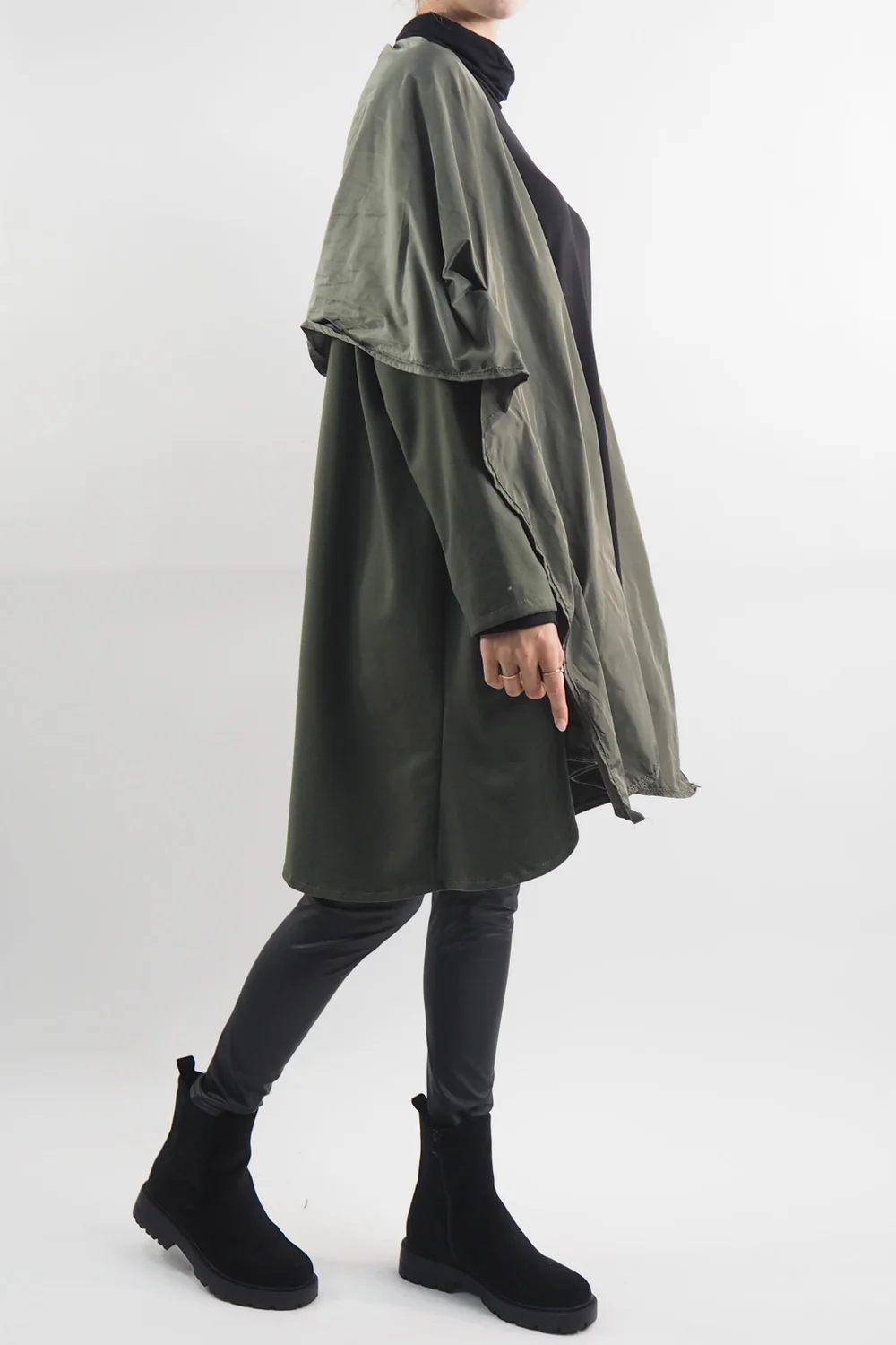 Made In Italy Moxie Haru Swing Zip Hoodie Jacket Khaki 5 Made In Italy Moxie Haru Swing Zip Hoodie Jacket Khaki - Image 3