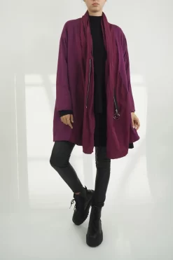 Made In Italy Moxie Haru Swing Zip Hoodie Jacket Magenta