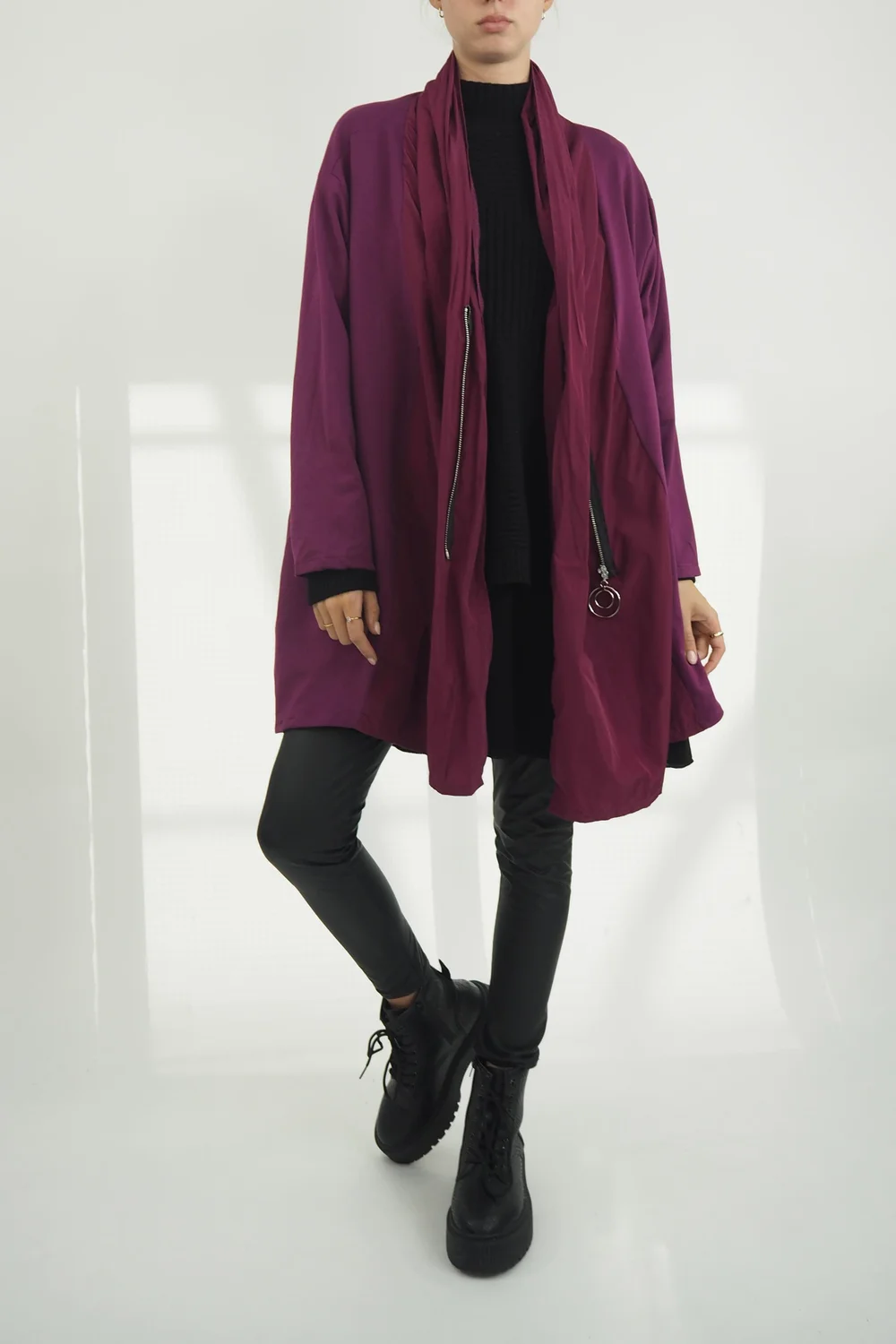 Made In Italy Moxie Haru Swing Zip Hoodie Jacket Magenta 3 Made In Italy Moxie Haru Swing Zip Hoodie Jacket Magenta