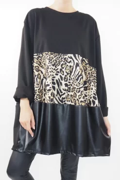 Made In Italy Moxie Mixed Animal Panel Top Black