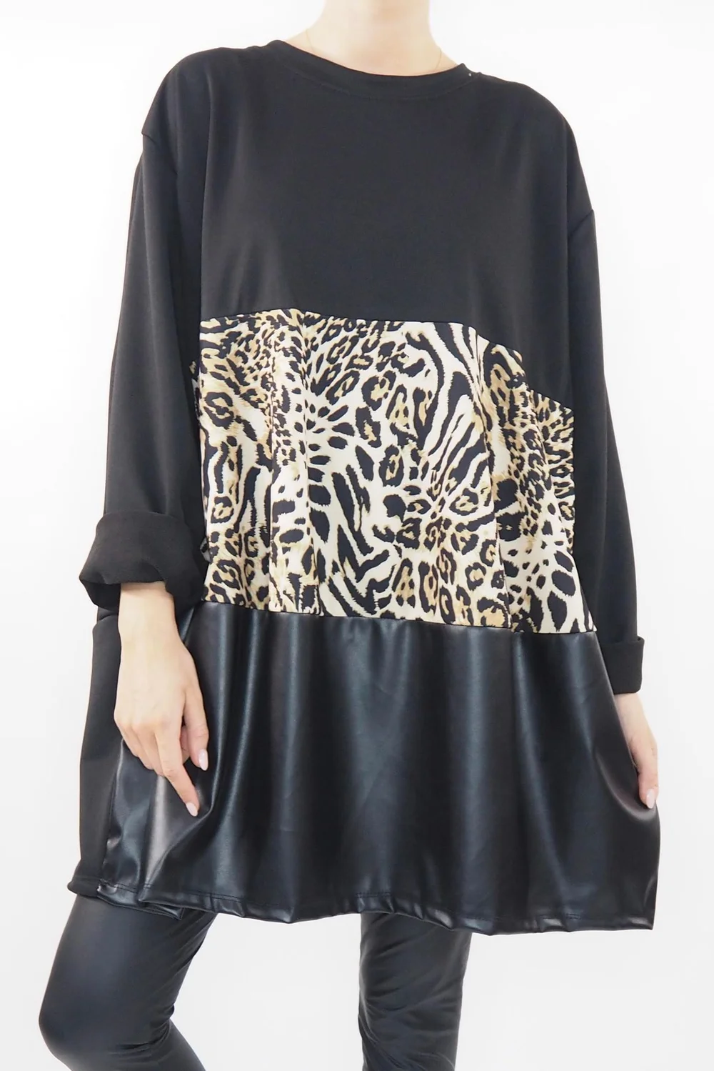 Made In Italy Moxie Mixed Animal Panel Top Black 3 Made In Italy Moxie Mixed Animal Panel Top Black