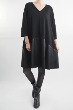Made In Italy Moxie Pesca Panel Dress Black