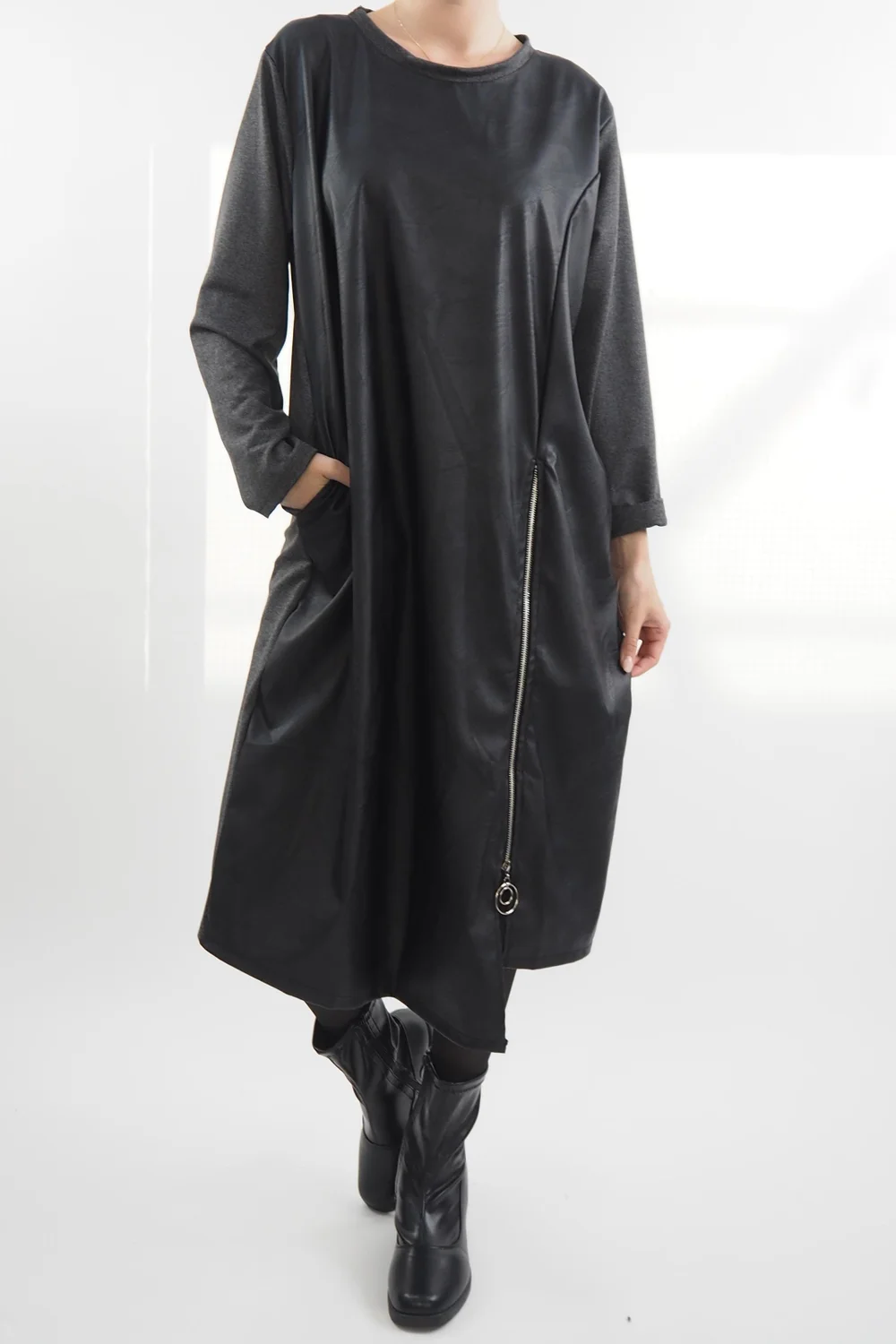 Made In Italy Moxie Pesca Zippy Dress Charcoal Marl 3 Made In Italy Moxie Pesca Zippy Dress Charcoal Marl