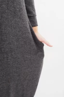 Made In Italy Moxie Polo Neck Tulip Knit Dress Charcoal Grey Marl * -Fashion Women's Store made in italy moxie polo neck tulip knit dress charcoal grey marl05.jpg