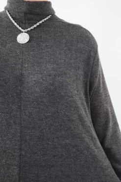 Made In Italy Moxie Polo Neck Tulip Knit Dress Charcoal Grey Marl * -Fashion Women's Store made in italy moxie polo neck tulip knit dress charcoal grey marl07.jpg