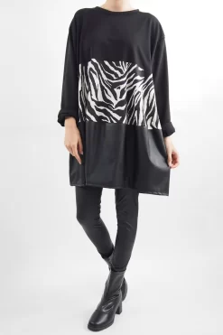 Made In Italy Moxie Zebra Panel Top Black -Fashion Women's Store made in italy moxie zebra panel top black04.jpg