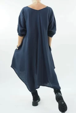 Made In Italy Nomad Handkerchief Pocketed Tunic Midnight 7 Made In Italy Nomad Handkerchief Pocketed Tunic Midnight -Fashion Women's Store made in italy nomad pocketed tunic navy03.jpg