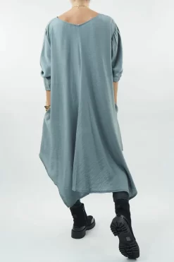 Made In Italy Nomad Handkerchief Pocketed Tunic Storm -Fashion Women's Store made in italy nomad pocketed tunic slate03.jpg