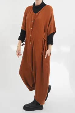 Made In Italy Obi Crepe Cotton Boilersuit Saffron -Fashion Women's Store made in italy obi crepe cotton boilersuit saffron10.jpg