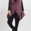 Made In Italy Obi Crepe Cotton Cross Cowl Tank Mulberry