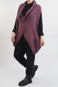 Made In Italy Obi Crepe Cotton Cross Cowl Tank Mulberry -Fashion Women's Store made in italy obi crepe cotton cross cowl tank mulberry14.jpg