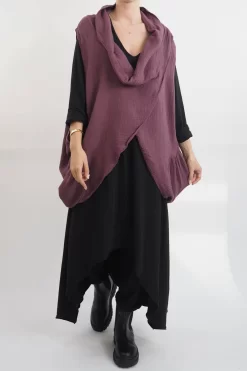 Made In Italy Obi Crepe Cotton Cross Cowl Tank Mulberry -Fashion Women's Store made in italy obi crepe cotton cross cowl tank mulberry15.jpg