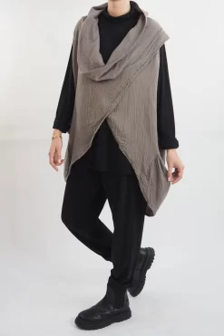 Made In Italy Obi Crepe Cotton Cross Cowl Tank Mushroom -Fashion Women's Store made in italy obi crepe cotton cross cowl tank mushroom14.jpg