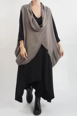 Made In Italy Obi Crepe Cotton Cross Cowl Tank Mushroom -Fashion Women's Store made in italy obi crepe cotton cross cowl tank mushroom15.jpg