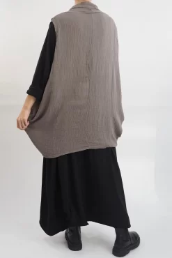 Made In Italy Obi Crepe Cotton Cross Cowl Tank Mushroom -Fashion Women's Store made in italy obi crepe cotton cross cowl tank mushroom17.jpg