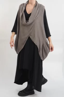 Made In Italy Obi Crepe Cotton Cross Cowl Tank Mushroom -Fashion Women's Store made in italy obi crepe cotton cross cowl tank mushroom18.jpg