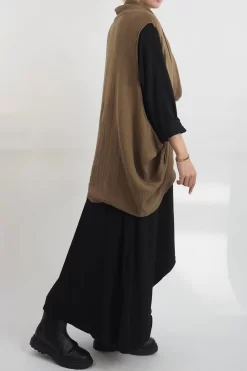 Made In Italy Obi Crepe Cotton Cross Cowl Tank Saddle -Fashion Women's Store made in italy obi crepe cotton cross cowl tank saddle16.jpg