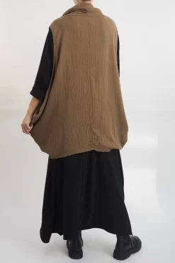 Made In Italy Obi Crepe Cotton Cross Cowl Tank Saddle -Fashion Women's Store made in italy obi crepe cotton cross cowl tank saddle17.jpg