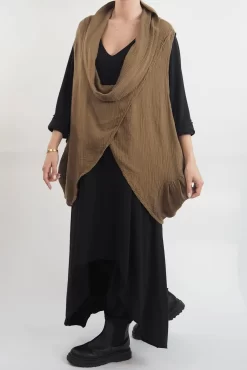 Made In Italy Obi Crepe Cotton Cross Cowl Tank Saddle -Fashion Women's Store made in italy obi crepe cotton cross cowl tank saddle18.jpg