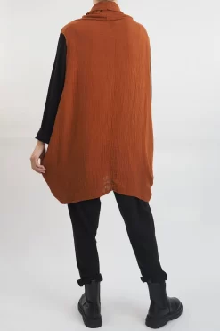 Made In Italy Obi Crepe Cotton Cross Cowl Tank Saffron -Fashion Women's Store made in italy obi crepe cotton cross cowl tank saffron13.jpg