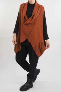 Made In Italy Obi Crepe Cotton Cross Cowl Tank Saffron -Fashion Women's Store made in italy obi crepe cotton cross cowl tank saffron14.jpg