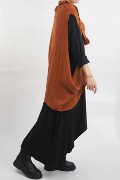 Made In Italy Obi Crepe Cotton Cross Cowl Tank Saffron -Fashion Women's Store made in italy obi crepe cotton cross cowl tank saffron16.jpg